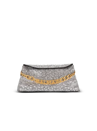 1945 Pochette en daim souple et strass 1945 Pochette en daim souple et strass