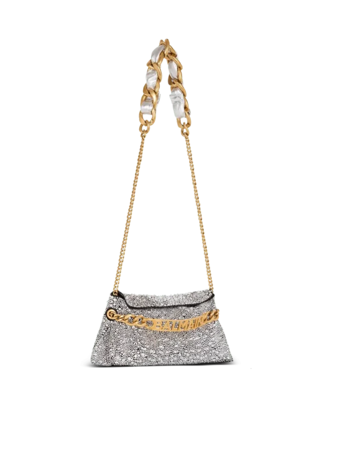 1945 Pochette en daim souple et strass 1945 Pochette en daim souple et strass