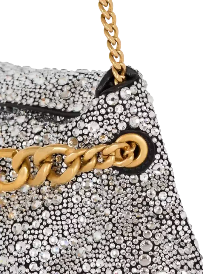 1945 Pochette en daim souple et strass 1945 Pochette en daim souple et strass
