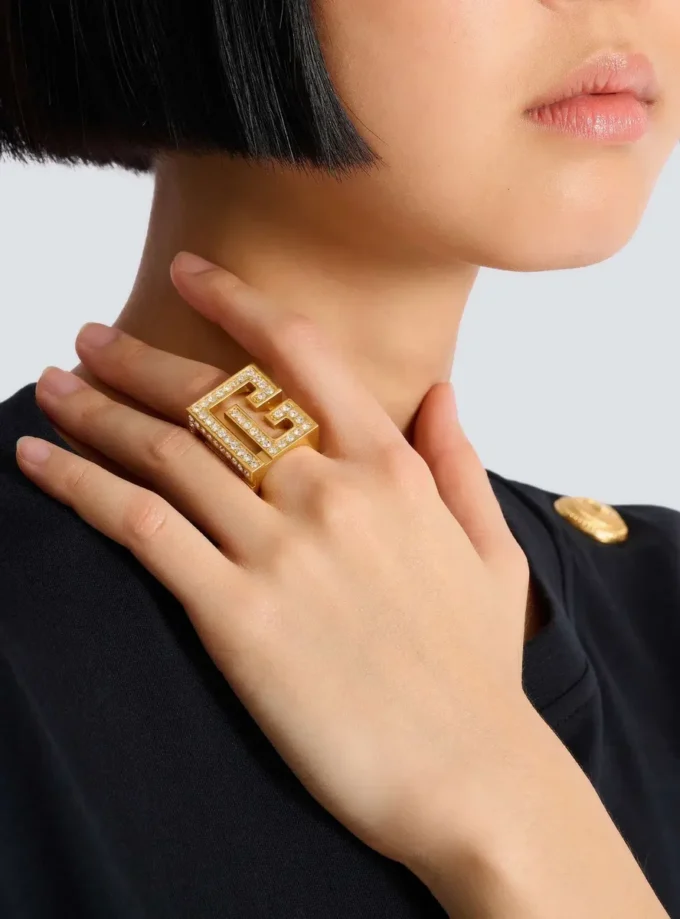 Bague cube en strass 3D PB