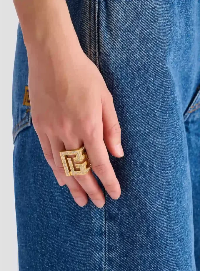 Bague cube en strass 3D PB