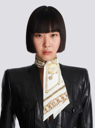 Bandana en soie imprimé avec motif Balmain Chains
