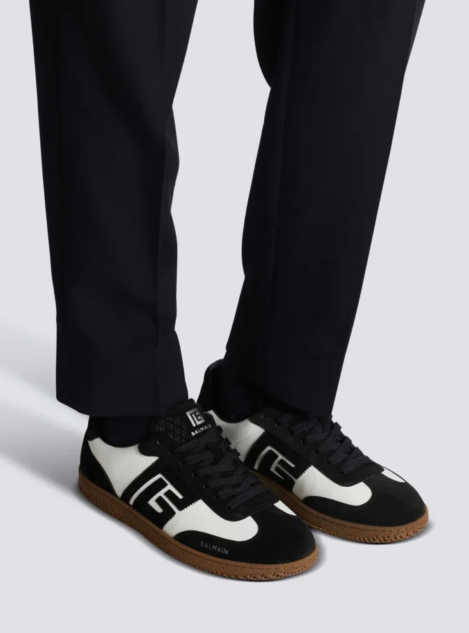 Baskets Balmain Swan en cuir de veau et daim Baskets Balmain Swan en cuir de veau et daim