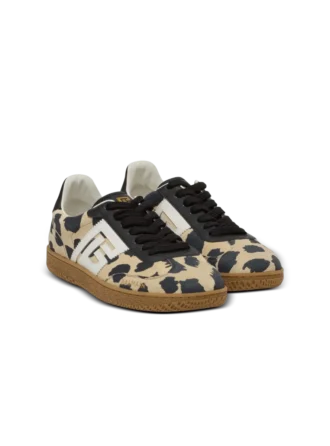 Baskets Balmain Swan en cuir suédé imprimé léopard Baskets Balmain Swan en cuir suédé imprimé léopard