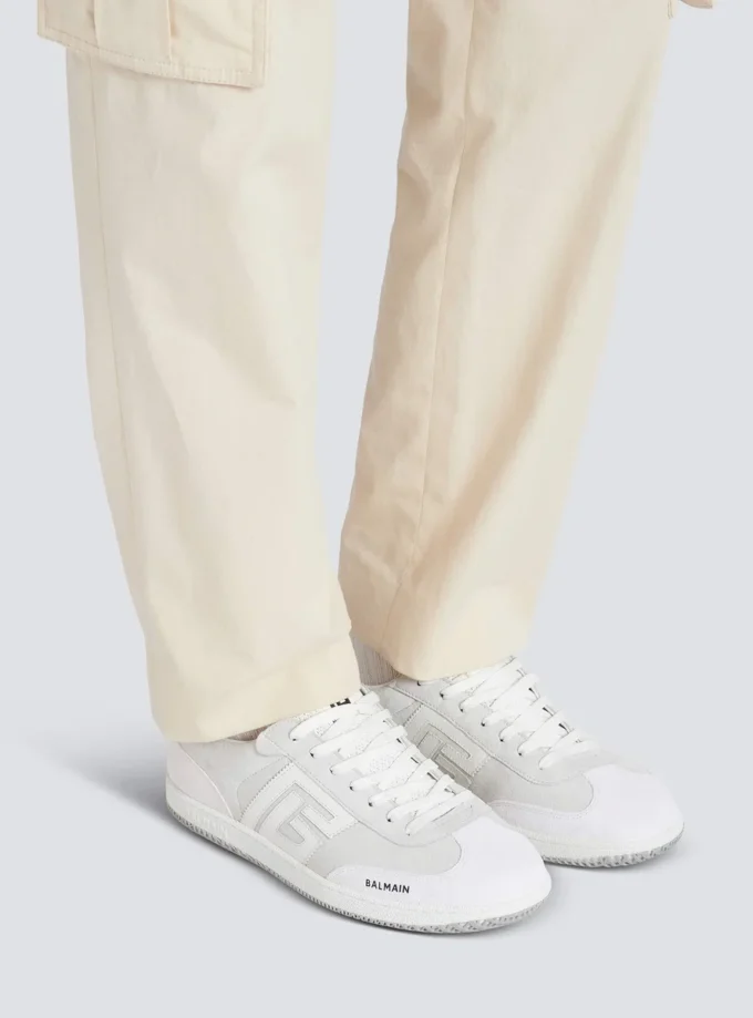 Baskets Balmain Swan en daim et cuir lisse Baskets Balmain Swan en daim et cuir lisse