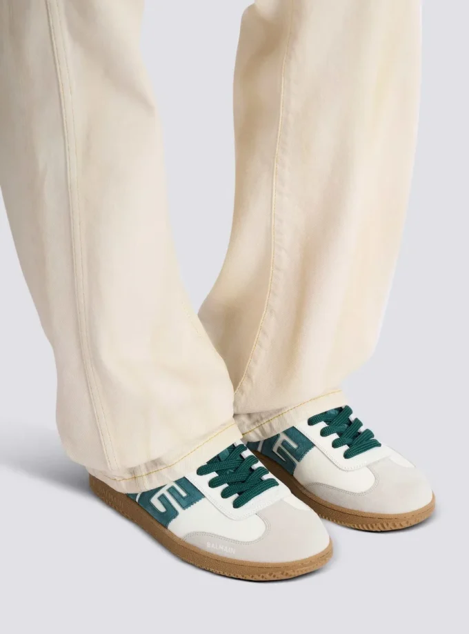 Baskets Balmain Swan en daim et cuir lisse