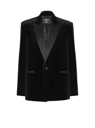 Blazer 1 bouton en velours et satin