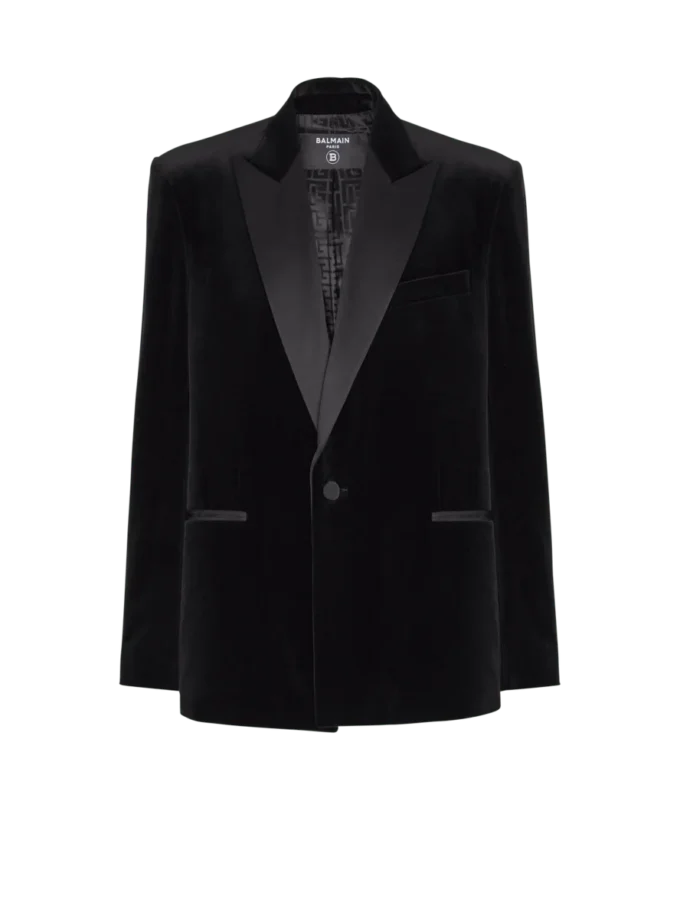 Blazer 1 bouton en velours et satin Blazer 1 bouton en velours et satin