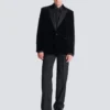Blazer 1 bouton en velours et satin Blazer 1 bouton en velours et satin