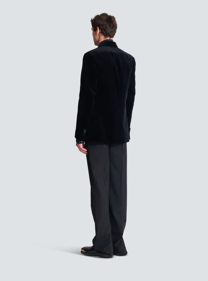 Blazer 1 bouton en velours et satin Blazer 1 bouton en velours et satin