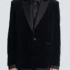 Blazer 1 bouton en velours et satin Blazer 1 bouton en velours et satin