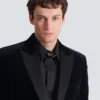 Blazer 1 bouton en velours et satin Blazer 1 bouton en velours et satin