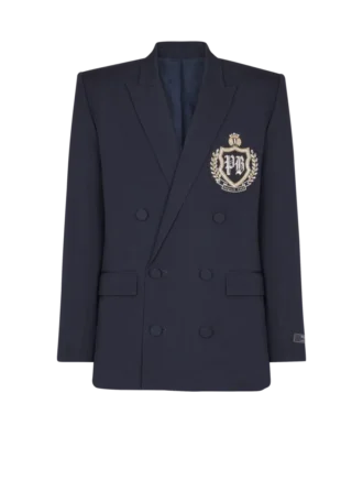 Blazer en laine avec patch en cristal Blazer en laine avec patch en cristal