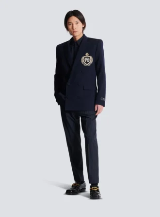 Blazer en laine avec patch en cristal Blazer en laine avec patch en cristal