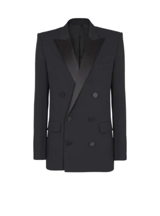 Blazer Grain de poudre à revers en satin