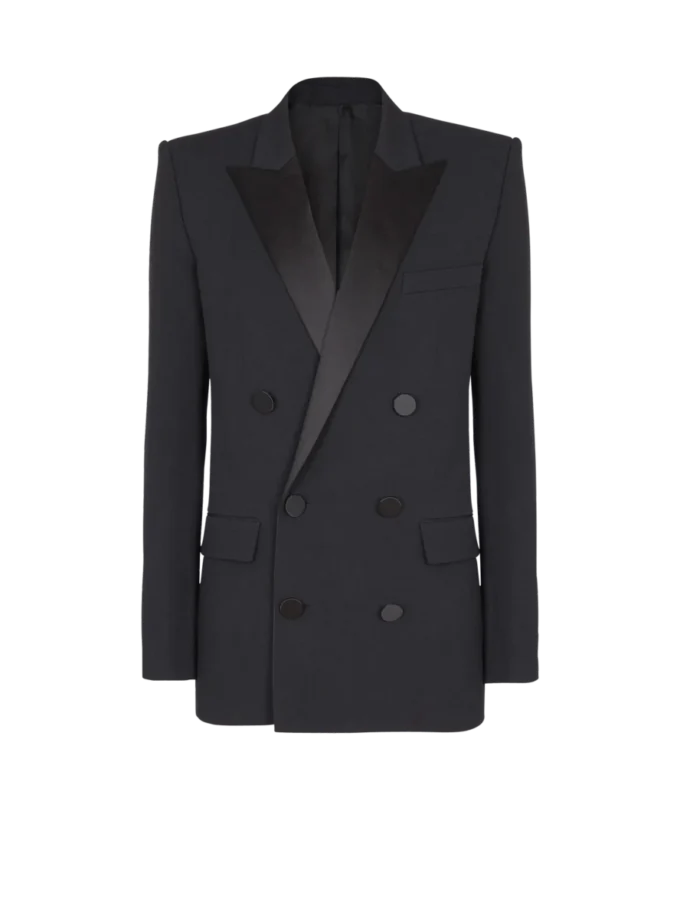 Blazer Grain de poudre à revers en satin Blazer Grain de poudre à revers en satin