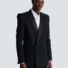 Blazer Grain de poudre à revers en satin Blazer Grain de poudre à revers en satin