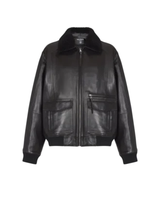 Blouson aviateur en cuir d’agneau Blouson aviateur en cuir d’agneau