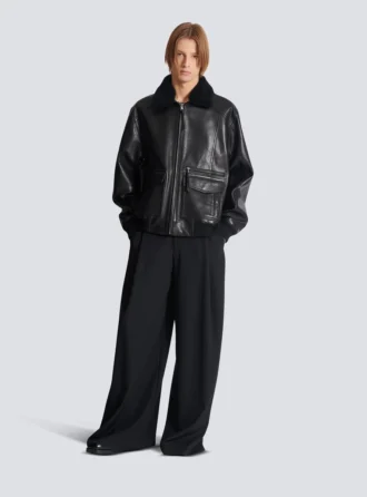Blouson aviateur en cuir d’agneau Blouson aviateur en cuir d’agneau