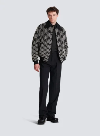 Blouson aviateur en satin avec broderies en cristaux Blouson aviateur en satin avec broderies en cristaux