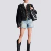 Blouson aviateur en tweed et cuir