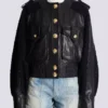 Blouson aviateur en tweed et cuir