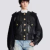 Blouson aviateur en tweed et cuir