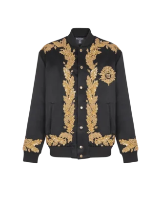 Blouson bomber brodé en cupro Blouson bomber brodé en cupro