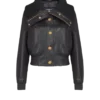Blouson bomber en cuir d’agneau et maille Blouson bomber en cuir d’agneau et maille