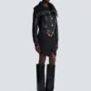 Blouson bomber en cuir d’agneau et maille Blouson bomber en cuir d’agneau et maille