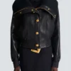 Blouson bomber en cuir d’agneau et maille Blouson bomber en cuir d’agneau et maille