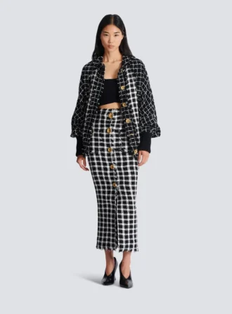 Blouson bomber oversize en tweed mélangé Blouson bomber oversize en tweed mélangé
