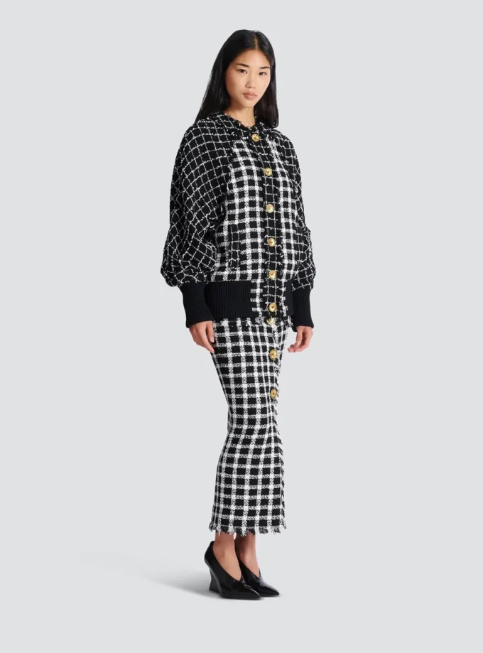 Blouson bomber oversize en tweed mélangé Blouson bomber oversize en tweed mélangé