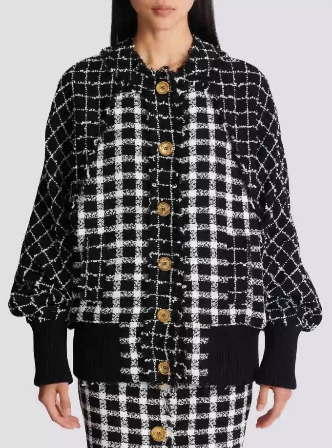 Blouson bomber oversize en tweed mélangé Blouson bomber oversize en tweed mélangé