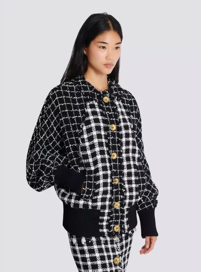 Blouson bomber oversize en tweed mélangé Blouson bomber oversize en tweed mélangé