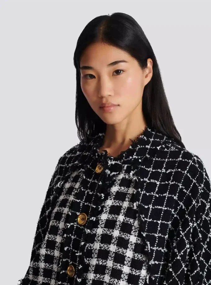 Blouson bomber oversize en tweed mélangé Blouson bomber oversize en tweed mélangé