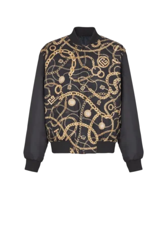 Blouson bomber réversible imprimé motif Chaînes Blouson bomber réversible imprimé motif Chaînes
