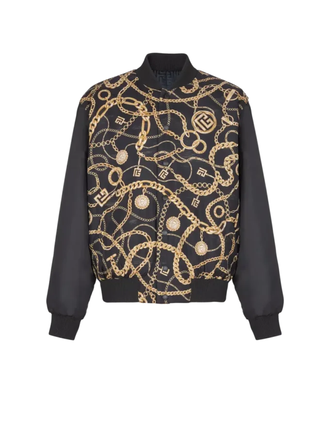 Blouson bomber réversible imprimé motif Chaînes Blouson bomber réversible imprimé motif Chaînes