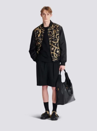 Blouson bomber réversible imprimé motif Chaînes Blouson bomber réversible imprimé motif Chaînes