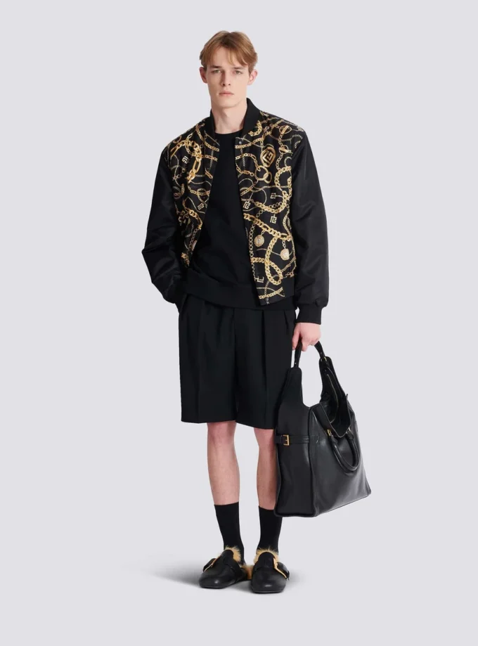 Blouson bomber réversible imprimé motif Chaînes Blouson bomber réversible imprimé motif Chaînes