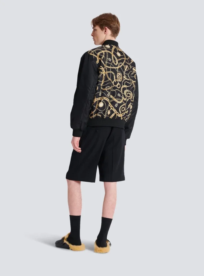 Blouson bomber réversible imprimé motif Chaînes Blouson bomber réversible imprimé motif Chaînes