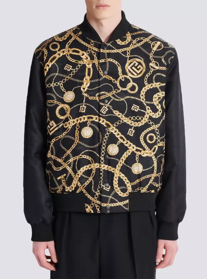 Blouson bomber réversible imprimé motif Chaînes Blouson bomber réversible imprimé motif Chaînes