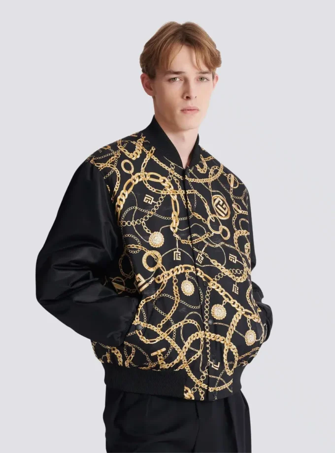 Blouson bomber réversible imprimé motif Chaînes Blouson bomber réversible imprimé motif Chaînes