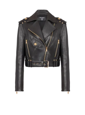 Blouson motard en cuir zippé Blouson motard en cuir zippé