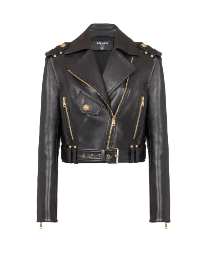 Blouson motard en cuir zippé Blouson motard en cuir zippé