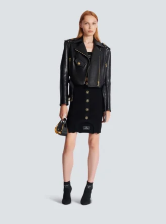 Blouson motard en cuir zippé Blouson motard en cuir zippé
