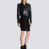 Blouson motard en cuir zippé Blouson motard en cuir zippé
