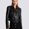 Blouson motard en cuir zippé Blouson motard en cuir zippé