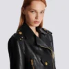Blouson motard en cuir zippé Blouson motard en cuir zippé