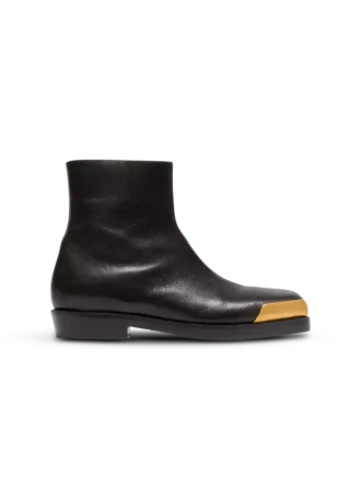 Bottes à bout carré en cuir texturé Bottes à bout carré en cuir texturé